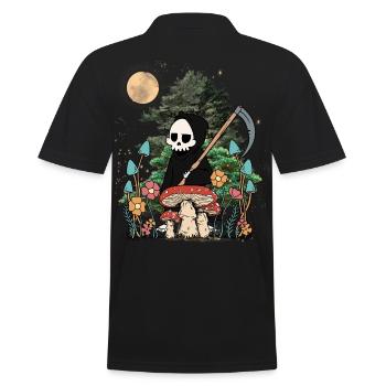 Natur Geist Gespenst Halloween Pilze Nacht Spuk - Männer Poloshirt - Schwarz - Hinten - Kai (181cm)