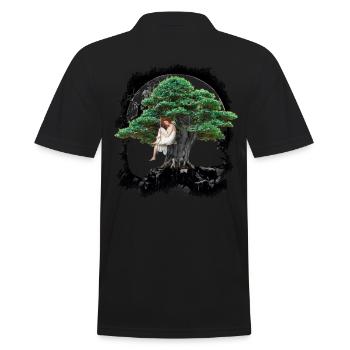 magique, forêt, arbre, fille, femme, sensuel, nature - Polo Homme - noir - Dos - Kai (181cm)