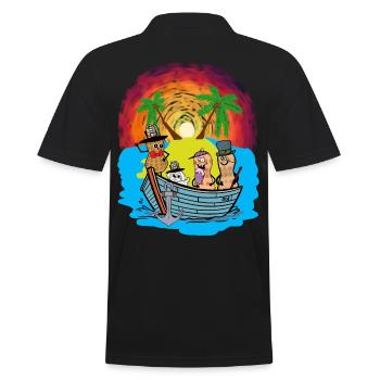 South Seas Expedition Travel Adventure Peanuts Ahoy - Men's Polo Shirt - black - Back - Kai (181cm)