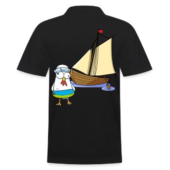 poulets, marins, bateau, mer, lac, voilier, ahoy, enfant - Polo Homme - noir - Dos - Kai (181cm)
