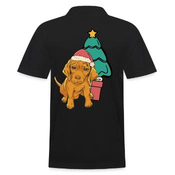 Dog, Christmas Tree, Pets, Kids - Men's Polo Shirt - black - Back - Kai (181cm)