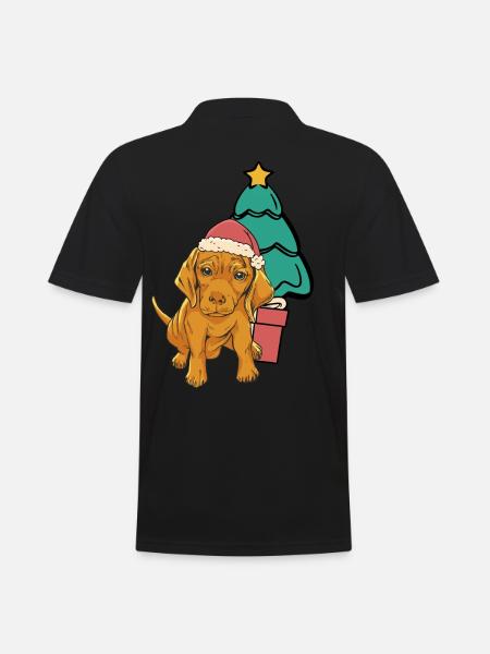 Dog, Christmas Tree, Pets, Kids - Men's Polo Shirt - black