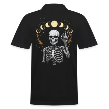 Mond Geist Skelett Geisterstunde Halloween Spuk - Männer Poloshirt - Schwarz - Hinten - Kai (181cm)