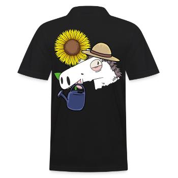 Horse, Sunflower, Gardener, Hobby Gardener, Flower - Men's Polo Shirt - black - Back - Kai (181cm)