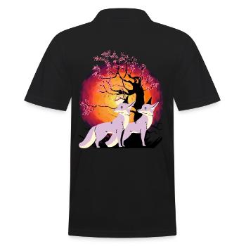 Fox, Wildlife, Wilderness, Nature, Flower, Foxes, Fantasy - Men's Polo Shirt - black - Back - Kai (181cm)