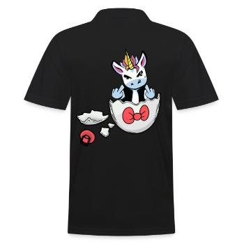 Einhorn Geburt Schwangerschaft Schwanger Baby Ei - Männer Poloshirt - Schwarz - Hinten - Kai (181cm)