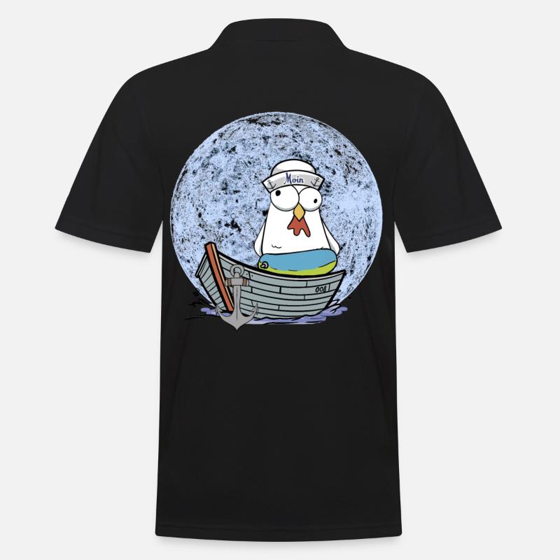 Huhn Matrose Boot Seemann maritim Ahoi Moin - Männer Poloshirt - Schwarz
