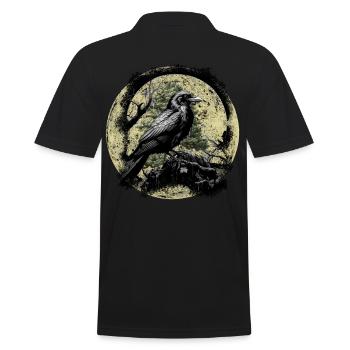 Lune, Corbeau, Corbeau, Oiseau, Occulte, Spirituel - Polo Homme - noir - Dos - Kai (181cm)