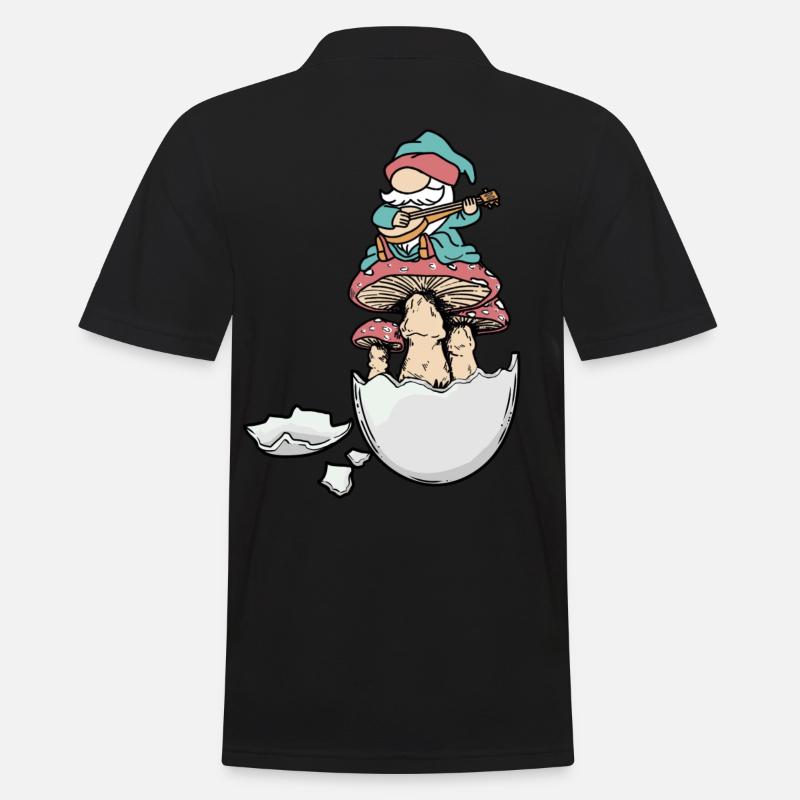 Eggshell Dwarf Gnome Gnome Fantasy Egg Mushrooms - Men's Polo Shirt - black