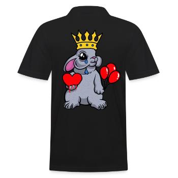 Hase König Herz Fantasy Kaninchen Gefühle Emotion - Männer Poloshirt - Schwarz - Hinten - Kai (181cm)