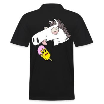 Cheval, Été, Crème Glacée, Faim, Grignotage, Rafraîchissement - Polo Homme - noir - Dos - Kai (181cm)