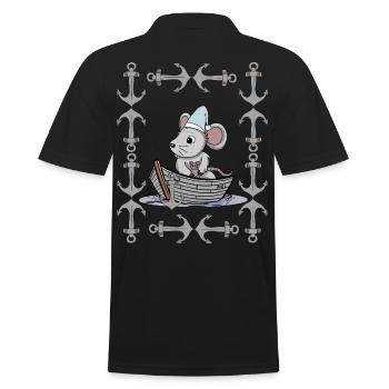 Maus Retro Vintage Anker maritim Matrose Ahoi - Männer Poloshirt - Schwarz - Hinten - Kai (181cm)