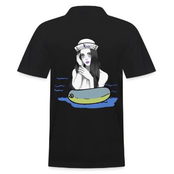 Seenot Schwimmring Matrosen Mädchen Meer schwimmen - Männer Poloshirt - Schwarz - Hinten - Kai (181cm)