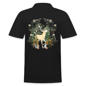 Spring, Nature, Deer, Forest Animals, Antlers, Sweden - Men's Polo Shirt - black - Back - Kai (181cm)