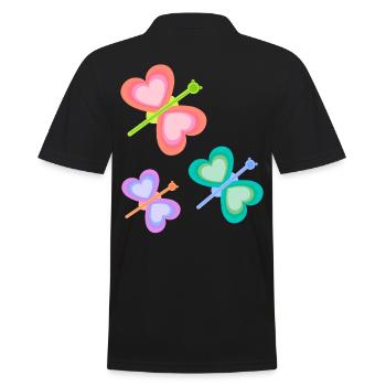 Spring Colorful Insect Butterflies Child Baby 80s - Men's Polo Shirt - black - Back - Kai (181cm)
