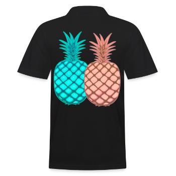 Ananas fruits rétro vintage fruits années 80 exotiques - Polo Homme - noir - Dos - Kai (181cm)
