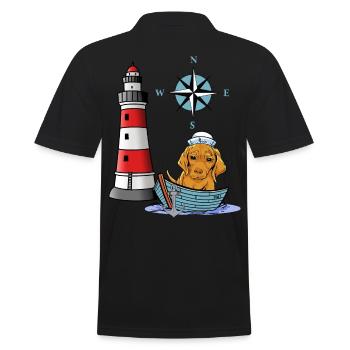 Chien des Maritimes Rose des vents boussole phare marin - Polo Homme - noir - Dos - Kai (181cm)