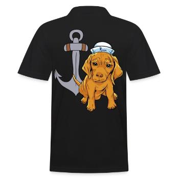 Maritime Seal Seafarer Sailor Sailor Anchor Dog - Men's Polo Shirt - black - Back - Kai (181cm)