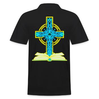 Cross Crucifix Bible Jesus God Religion - Men's Polo Shirt - black - Back - Kai (181cm)