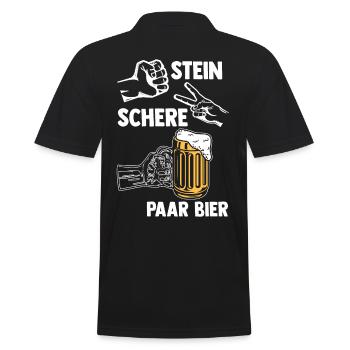 Stein Schere Paar Bier - Männer Poloshirt - Schwarz - Hinten - Kai (181cm)