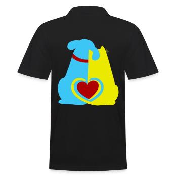 Tierfreund Tierschutz Haustiere Herz Hund Katze - Männer Poloshirt - Schwarz - Hinten - Kai (181cm)