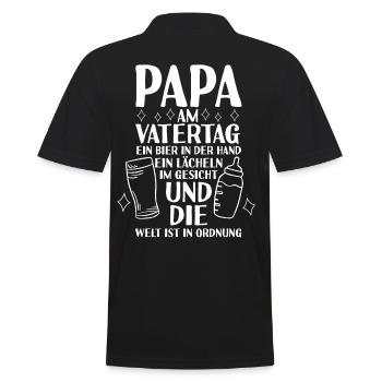 Papa Bier Vater Vatertag - Männer Poloshirt - Schwarz - Hinten - Kai (181cm)