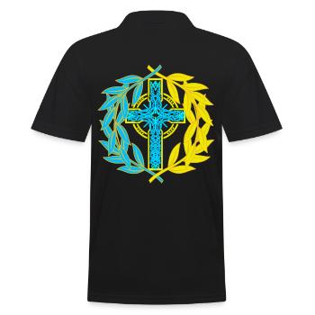 Ukraine Cross Crucifix Crosses - Men's Polo Shirt - black - Back - Kai (181cm)