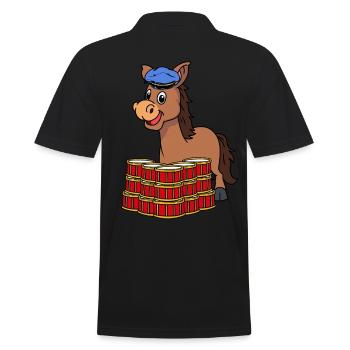 Esel Trommler Trommel - Männer Poloshirt - Schwarz - Hinten - Kai (181cm)