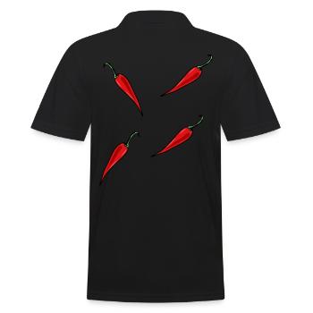 Paprika Chilli Gewürz - Männer Poloshirt - Schwarz - Hinten - Kai (181cm)