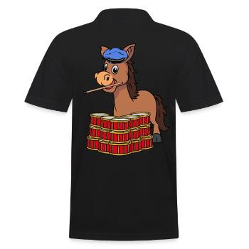 Trommler Esel Trommel Musikant Musik trommeln - Männer Poloshirt - Schwarz - Hinten - Kai (181cm)