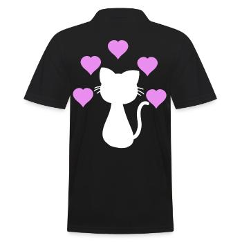 Herzen Katze Katzen Haustier Kind Baby - Männer Poloshirt - Schwarz - Hinten - Kai (181cm)