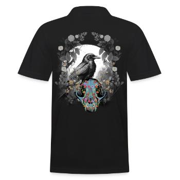 Dark Fantasy Corbeau Crâne Os Horreur Forêt Animal - Polo Homme - noir - Dos - Kai (181cm)