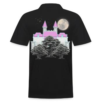 Rétro Vintage château de conte de fées lune forêt château - Polo Homme - noir - Dos - Kai (181cm)