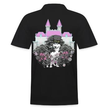 Fantasy Dogs Dog Castle Castle Vintage Fairy Tale - Men's Polo Shirt - black - Back - Kai (181cm)