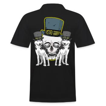 Crâne Crâne Husky Chiens Loup Halloween - Polo Homme - noir - Dos - Kai (181cm)