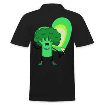 Brokkoli Drogen Kiffen Kiffer Rausch Extase - Männer Poloshirt - Schwarz - Hinten - Kai (181cm)