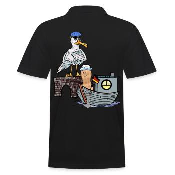 Mouette Maritime Oiseau Sailor Boat Peanut Ship - Polo Homme - noir - Dos - Kai (181cm)