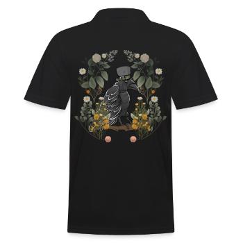 Crow Raven Raven Birds Vintage Fairy Tale Character - Men's Polo Shirt - black - Back - Kai (181cm)