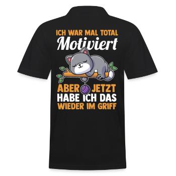 Ich War Mal Total Motiviert Katzen - Männer Poloshirt - Schwarz - Hinten - Kai (181cm)