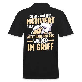Ich War Mal Total Motiviert Schaf - Männer Poloshirt - Schwarz - Hinten - Kai (181cm)