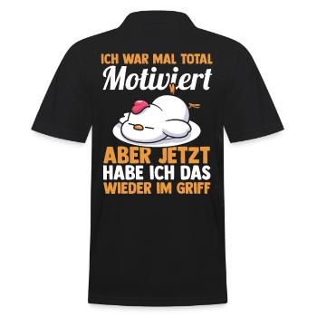 Ich War Mal Total Motiviert Hühner - Männer Poloshirt - Schwarz - Hinten - Kai (181cm)