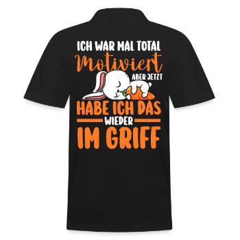 Ich War Mal Total Motiviert Hase - Männer Poloshirt - Schwarz - Hinten - Kai (181cm)