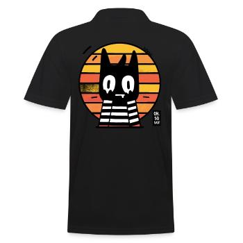 Ach so traurig, coole sarkastische Retro-Katze - Männer Poloshirt - Schwarz - Hinten - Kai (181cm)