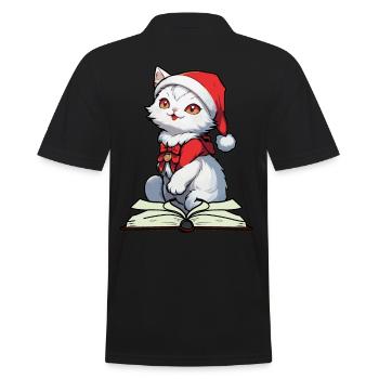 Cat Christmas Book St. Nicholas Cats Child Meow - Men's Polo Shirt - black - Back - Kai (181cm)