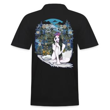 Elf Fairy Nature Fantasy Eggshell Woodland Vintage - Men's Polo Shirt - black - Back - Kai (181cm)