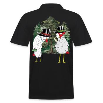 Grands-parents Grand-mère Grand-père Poulet Forêt Randonnée Nature - Polo Homme - noir - Dos - Kai (181cm)