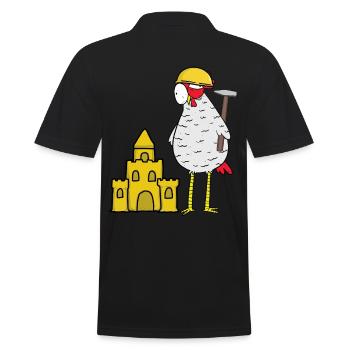 Craftsman Chicken Sandcastle Construction Site Building Builder - Men's Polo Shirt - black - Back - Kai (181cm)