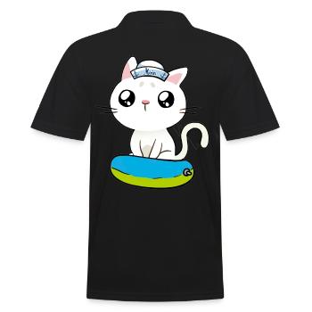 Maritim Katze Seenot Matrose Ahoi Schwimmring - Männer Poloshirt - Schwarz - Hinten - Kai (181cm)