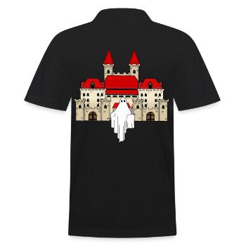 Schloss Geist Gespenst Spuk Mitternacht spuken - Männer Poloshirt - Schwarz - Hinten - Kai (181cm)