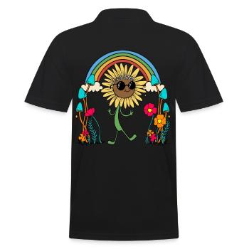 Meme Sonnenblume Hippe Regenbogen Natur - Männer Poloshirt - Schwarz - Hinten - Kai (181cm)